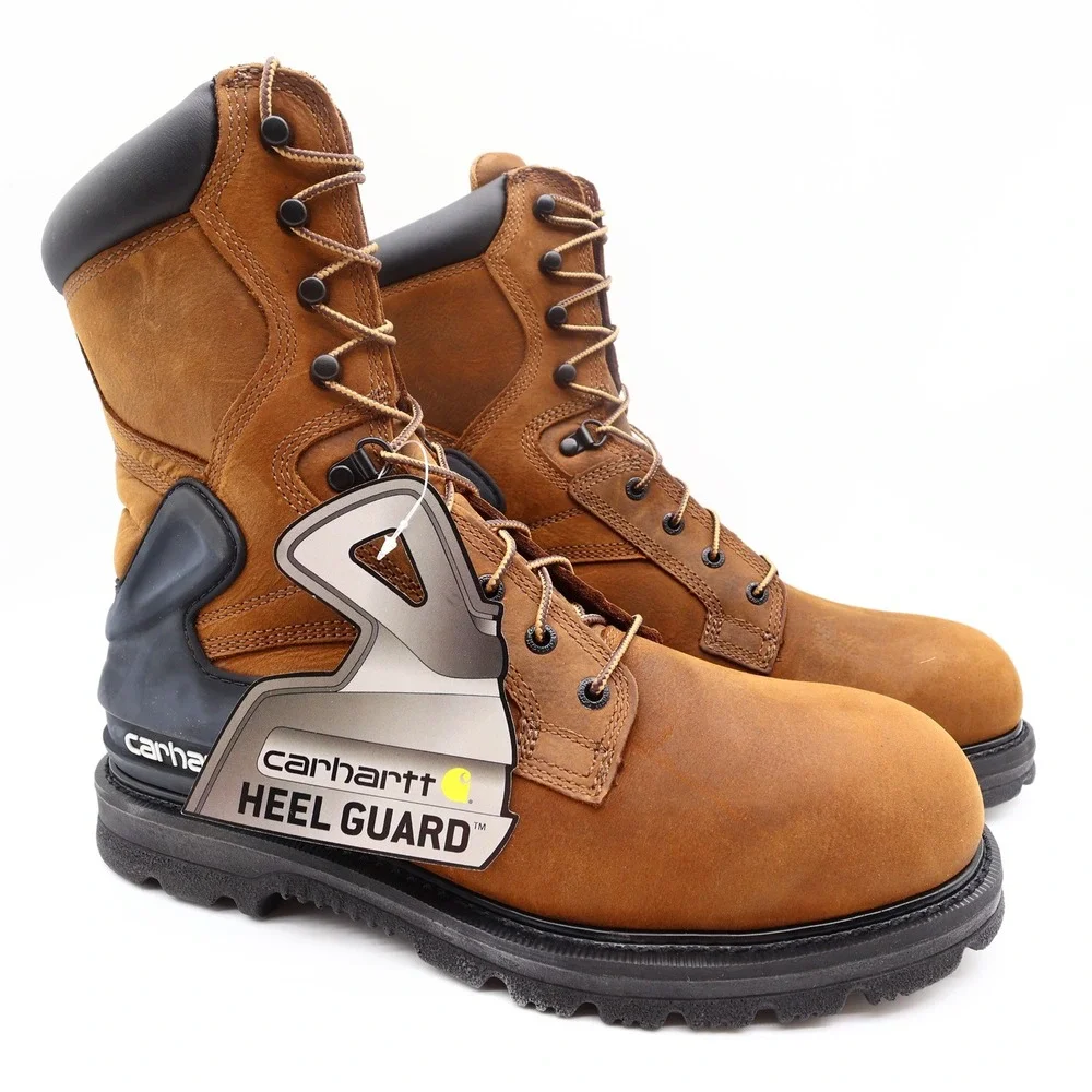 Carhartt CMW8100 8-Inch Waterproof Work Boot Mens 11 Brown Leather EH New